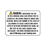 Proposition 65 Designated Smoking Area Warning Sign - 14x10 - Outdoor rated Non-Reflective aluminum Smoking Area Warning Signs