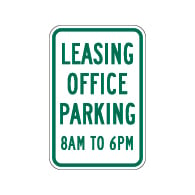 Leasing Office Parking Hours Signs - 12x18 - Reflective Rust-Free Heavy Gauge Aluminum Property Management Signs