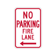 R7-1-MOD No Parking Fire Lane Sign - Left Arrow - 12x18 - Made with Engineer Grade Reflective Rust-Free Heavy Gauge Durable Aluminum available at STOPSignsAndMore.com