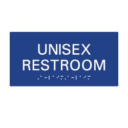 ADA Compliant Unisex Restroom Wall Sign without Pictograms with Tactile Text and Grade 2 Braille Included - 8x4