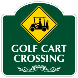 Mission Style Golf Cart Crossing Sign - 18x18. Made with 3M Reflective Rust-Free Heavy Gauge Durable Aluminum available for quick shipping from STOPSignsAndMore