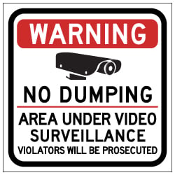 Warning No Dumping Area Under Video Surveillance Magnetic Sign - 8x8- Made with Reflective Magnum Magnetics 30 Mil Material available from StopSignsandMore.com