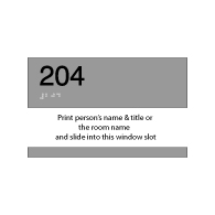 Custom ADA Brushed Aluminum Tactile Text and Grade 2 Braille Room Number Sign with Window Slot for Name - 8x5
