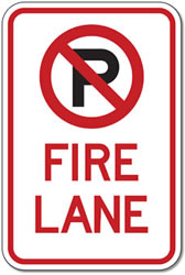 Click here to view larger image No Parking Symbol Fire Lane Signs - 12x18