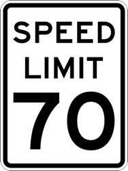 Click here to view larger image Seventy Mile Per Hour Sign - 18x24 - Official R2-1 MUTCD Compliant Reflective Rust-Free Heavy Gauge Aluminum Speed Limit Signs