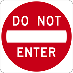 Click here to view larger image R5-1 Do Not Enter Signs - 24x24 - Official MUTCD Reflective Rust-Free Heavy Gauge Aluminum Road Signs