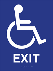 ADA Compliant Accessible Symbol Exit Sign with Tactile Text and Grade 2 Braille - 6x8