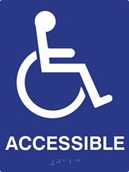 Click here to view larger image ADA Compliant Accessible Symbol Sign with Tactile Text and Grade 2 Braille - 6x8