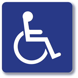 Click here to view larger image ADA Symbol of Accessibility (ISA) Sign for Restaurant Table Mounting