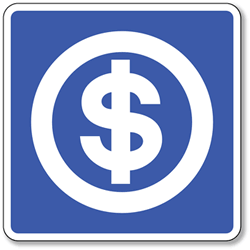 Click here to view larger image Cashier Symbol Sign - 8x8- Non-Reflective Rust-Free .050 Gauge Aluminum Symbol Sign for Cashier or Money Services