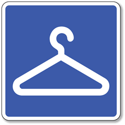 Click here to view larger image Coat Room Symbol Sign - 8x8- Non-Reflective Rust-Free .050 Gauge Aluminum Symbol Sign for Coat Room, Coat Check, or Closet
