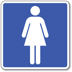 Click here to view larger image Womens Restroom Symbol Sign - 8x8- Non-Reflective Rust-Free .050 Gauge Aluminum Symbol Sign for Womens Toilet