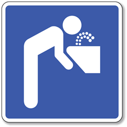 Drinking Fountain Symbol Sign - 8x8- Non-Reflective Rust-Free .050 Gauge Aluminum Symbol Sign for Water Fountains