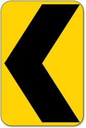 Click here to view larger image W1-8L - Left Chevron Object Marker Warning Sign-12x18- Official MUTCD Reflective Rust-Free Heavy Gauge Aluminum Road Signs