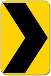 Click here to view larger image W1-8R - Right Chevron Arrow Warning Sign-12x18- Official MUTCD Reflective Rust-Free Heavy Gauge Aluminum Road Signs