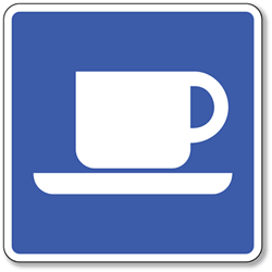 Coffee Shop Symbol Sign - 8x8- Non-Reflective Rust-Free .050 Gauge Aluminum Symbol Sign for Coffee Shops and Cafes