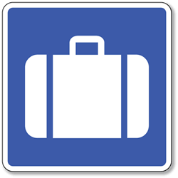 Click here to view larger image Baggage Office Sign - 8x8- Non-Reflective Rust-Free .050 Gauge Aluminum Symbol Sign for Baggage Offices