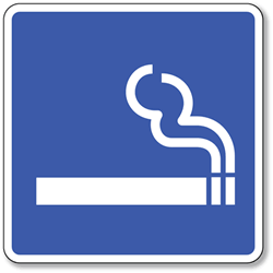 Click here to view larger image Smoking Allowed Symbol Sign - 8x8- Non-Reflective Rust-Free .050 Gauge Aluminum Symbol Sign for Smoking Allowed in this Area Signs