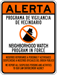 Reflective Bilingual Neighborhood Watch Signs 18x24