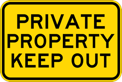 Click here to view larger image Private Property Keep Out Sign - 18x12 - Heavy-gauge aluminum Keep Out sign that is also Reflective and rated for 7-plus years of no-fade outdoor service