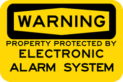 Click here to view larger image Warning Property Protected by Electronic Alarm System Signs - 18x12 - Reflective rust-free heavy-gauge aluminum Electronic Alarm Security signs
