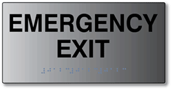 ADA Signs - Emergency Exit Sign with Tactile Text and Grade 2 Braille - 5x3 - Brushed Aluminum is an attractive alternative to plastic ADA signs