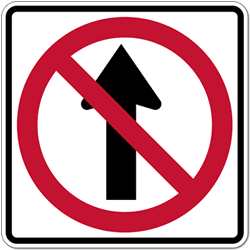 Click here to view larger image R3-27 No Straight Through Symbol Sign - 18x18 - Official MUTCD Reflective Rust-Free Heavy Gauge R3-27 No Straight Through Sign