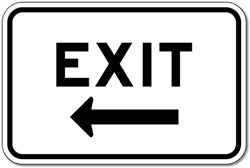 Exit Parking Lot Signs with Left Arrow - 18x12 - Reflective Heavy Gauge Aluminum Exit Signs