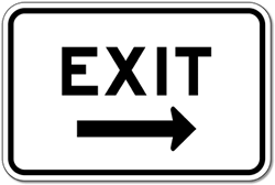 Click here to view larger image Parking Lot Exit Signs with Right Arrow - 18x12- Reflective Heavy Gauge Aluminum Exit Signs