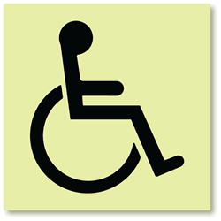 Click here to view larger image ADA Luminescent ISA - International Symbol of Accessibility Sign - 6x6 - Tactile (raised) Symbol