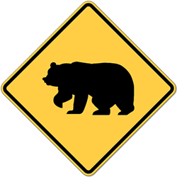 Bear Road Warning Sign - 24x24 - Reflective Heavy Gauge (.063)  Rust-Free Aluminum MUTCD Compliant W11-16 Bear Warning Sign