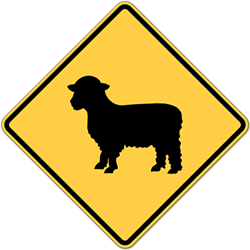Click here to view larger image Sheep Road Warning Sign - 24x24 - Reflective Aluminum MUTCD Compliant W11-17 Sheep Warning Sign