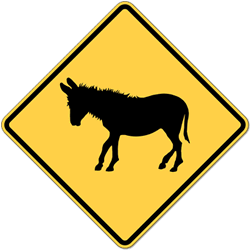 Donkey Road Warning Sign - 24x24 - Reflective Heavy Gauge (.063)  Rust-Free Aluminum MUTCD Compliant W11-18 Donkey Warning Sign