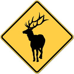 Click here to view larger image Elk Road Warning Sign - 24x24 - Reflective Heavy Gauge Rust-Free Aluminum