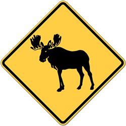 Moose Crossing Road Warning Sign - 24x24 - Reflective Rust-Free Heavy-Gauge Aluminum Moose Crossing Road Signs