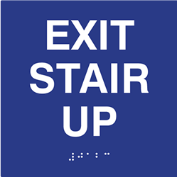 Click here to view larger image ADA Compliant Exit Stair Up Signs with Raised Text and Grade 2 Braille - 6x6