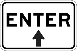 Click here to view larger image Parking Lot Enter Signs With Ahead Arrow - 18x12 - Reflective Rust-Free Heavy Gauge Aluminum Parking Lot Enter Signs