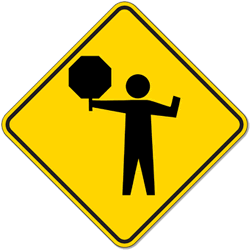 Crossing Guard or Flagger Ahead Warning Sign - 18x18 - Regulation (CA) C9A Sign Made of Reflective Rust-Free Heavy Gauge Aluminum