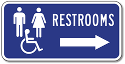 Click here to view larger image ADA Restroom Directional Sign - With or Without Directional Arrow - 12x12 - Outdoor Rated Reflective Rust-Free Heavy Gauge (.063) Aluminum Restroom Signs from STOPSignsAndMore.com