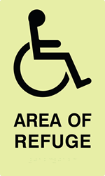 Click here to view larger image ADA Compliant Luminescent Area of Refuge Signs with Tactile Text and Grade 2 Braille