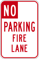 Click here to view larger image No Parking Fire Lane Signs - 12x18 - Reflective Rust-Free Heavy Gauge Aluminum Parking Sign