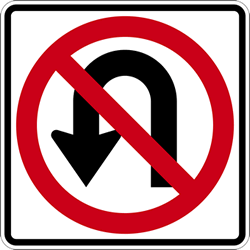 Click here to view larger image R3-4 No U-Turn Symbol Signs - 24x24 - Official MUTCD Reflective Rust-Free Heavy Gauge Aluminum Road Signs