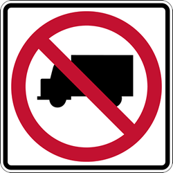 Click here to view larger image R5-2 No Trucks Allowed Symbol Signs - 24x24 - Official MUTCD Reflective Rust-Free Heavy Gauge Aluminum Road Signs.