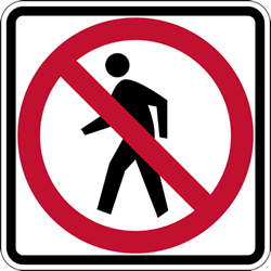 Click here to view larger image R9-3A - No Pedestrians Allowed Symbol Signs - 24x24 - Official MUTCD Reflective Rust-Free Heavy Gauge Aluminum Road Signs