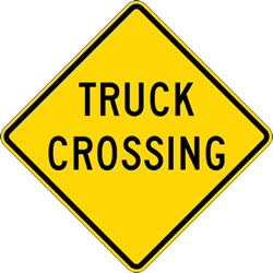 Click here to view larger image Truck Crossing Warning Sign - 24x24 - Regulation Reflective Rust-Free Heavy Gauge (.063) Aluminum Road Signs