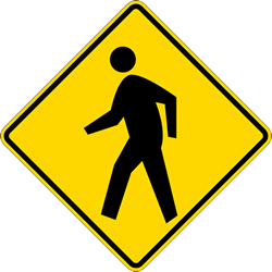 Click here to view larger image Pedestrian Crosswalk Warning Signs - 30x30 - Official MUTCD Compliant W11-2 Pedestrian Crossing Road Signs - High Intensity Prismatic Reflective Heavy Gauge Rust-Free Aluminum Signs