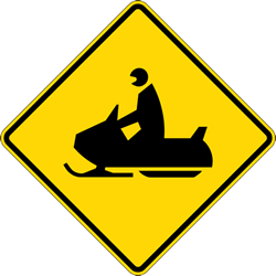 Click here to view larger image Snowmobile Crossing Warning Signs - 24x24 - Reflective Rust-Free Heavy Gauge Aluminum Snowmobile On Road Signs