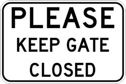 Click here to view larger image Please Keep Gate Closed Signs - 18x12 - Reflective Rust-Free Durable Aluminum Close Gate Signs