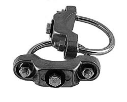 Click here to view larger image Sign Mounting Hardware for Sale: One Pair of U-Clamp Hardware for Mounting Signs to 2-3/8 inch Round Posts