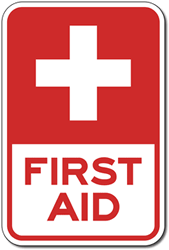 Click here to view larger image First Aid Station, Red Cross Symbol Signs - 12x18 - Reflective Rust-Free Heavy Gauge Aluminum